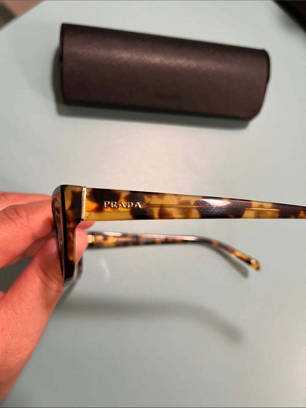 Prada Eyeglasses VPR 18O NAI-1O1 Black on Tokyo Havana Frame Italy 135- in case
